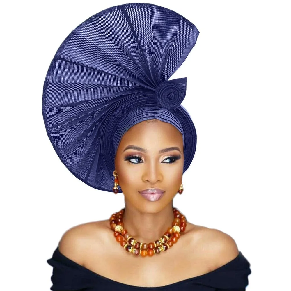 Хорошая нигерийский геле под традиционное платье aso oke бисером Авто Свадебные