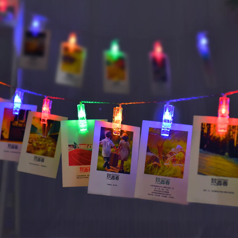 

Colorful LED Light String Photo Clip Fairy Garland Decoration Marriage Proposal Couple Memorial Vlog Lights DIY Photo Wall