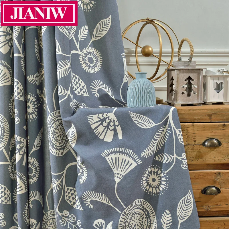 JIANIW хлопковые и льняные шторы с цветочным принтом затемняющие занавески панель