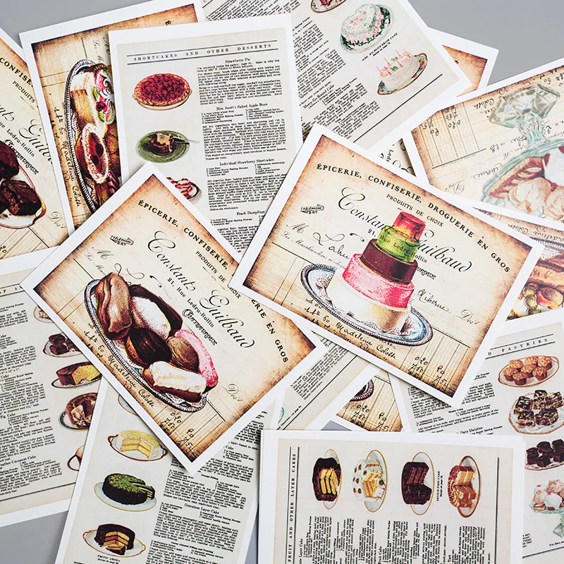 16 шт. старинная винтажная десертная настенная фоновая бумага для тортов