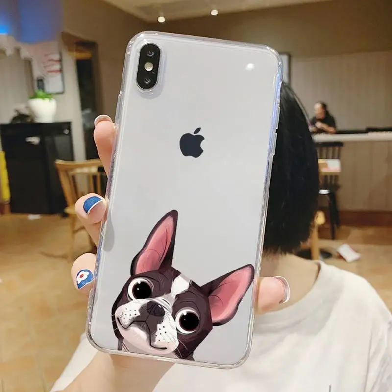 

French Bulldog Pug Dog Cute pet Phone Case Transparent soft For iphone 5 5s 5c se 6 6s 7 8 11 12 plus mini x xs xr pro max