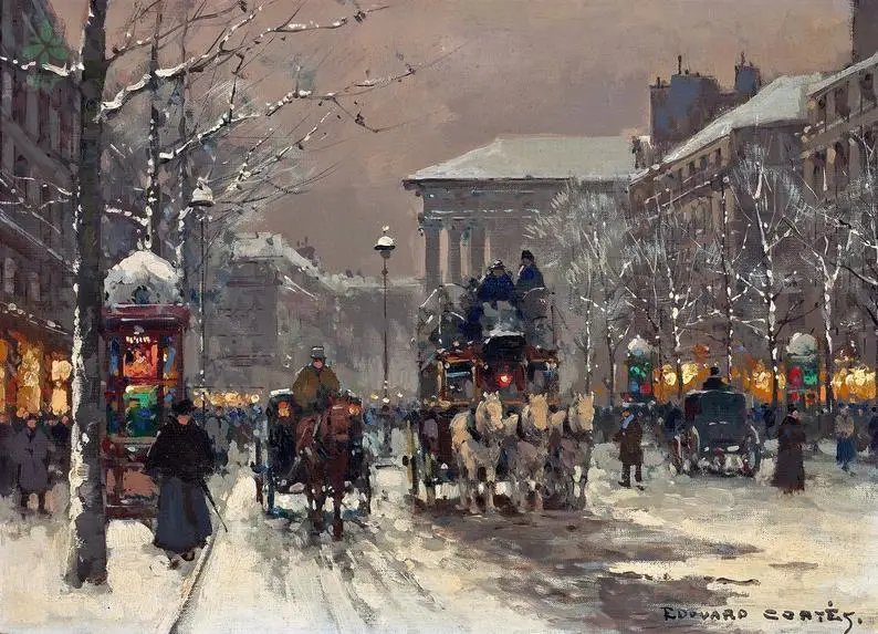 

Boulevard De La Madeleine Winter Painting By Edouard Leon Cortes