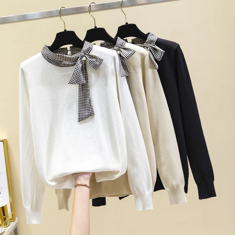 

Sweater Female Leisure Korean Fashion Scarf Sewing Oversize Full-Sleeve Knitwear Jacket Jumper Winter Women'S Clothing 2020