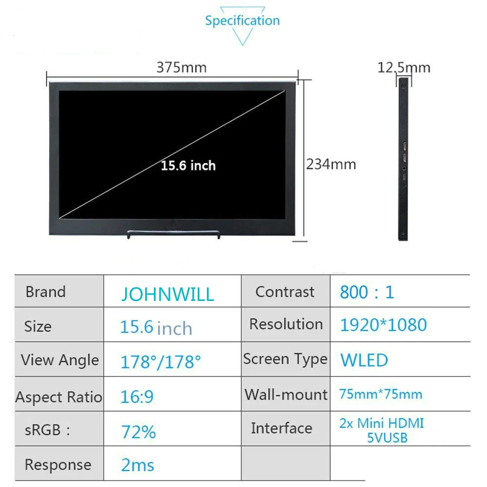 15,6 дюймовый ips игровой монитор 1920x1080 HD Тонкий портативный монитор с HDMI, аудиовыход, питание от USB, встроенный динамик для PS4/3
