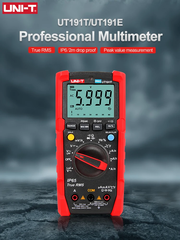 

UNI-T Digital Multimeter Set UT191T UT191E True RMS Auto Range 6000 Count DMM 20A Ammeter 600V Volt ACV Tester