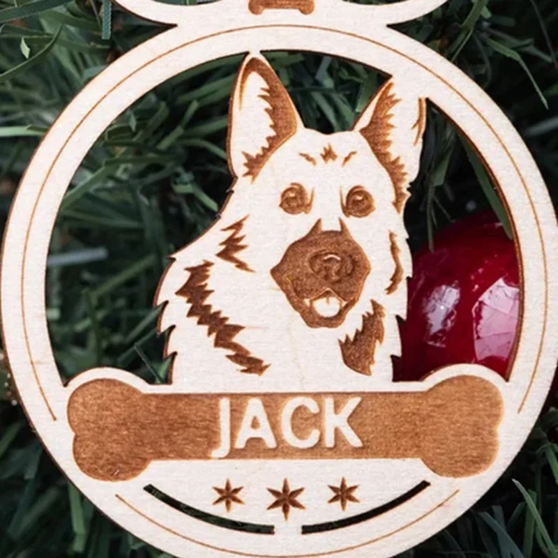 

Деревянные Подвески в форме рождественской елки в форме круглой собаки, подвеска в виде рождественской елки с именем, подвесное украшение «...