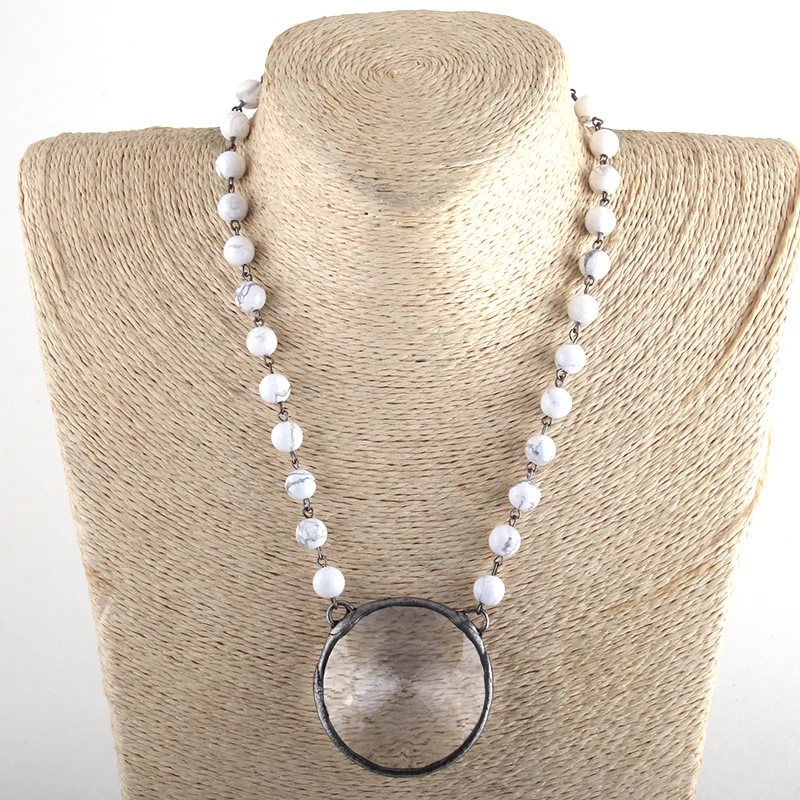 Женское Ожерелье из натурального камня с большим кристаллом|Ожерелья подвеской|