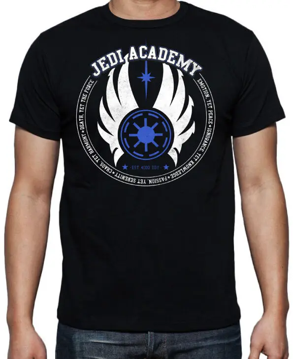 Звездные войны Jedi Academy Sci Fi фильм Вейдер люк йода сила мужская черная футболка