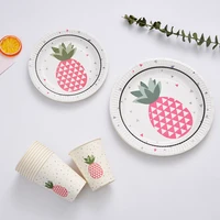 disposable tableware lovely cup paper plate print 272 s pineapple party birthday party children cowhide flower