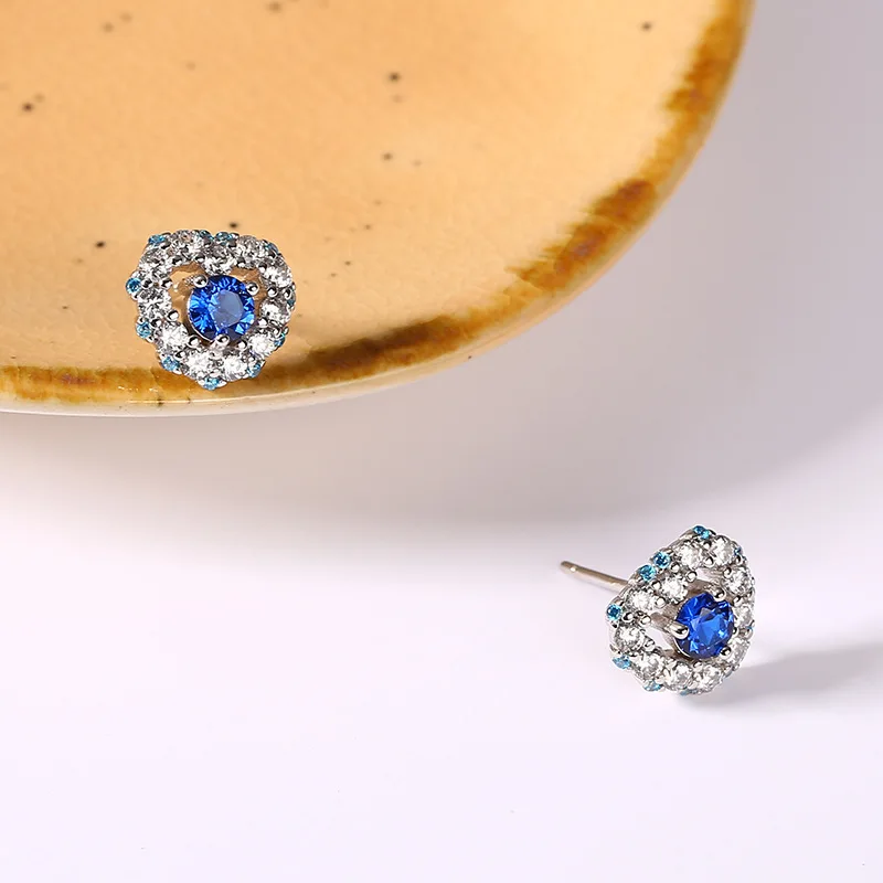 Женские серьги-гвоздики из серебра 100% пробы с цирконом | Украшения и аксессуары