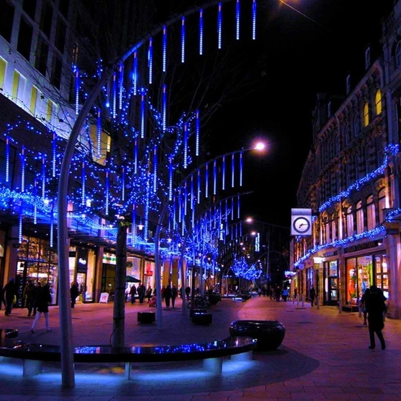 30 см 8 трубок Водонепроницаемый Метеоритный Дождь светодиодные гирлянды на