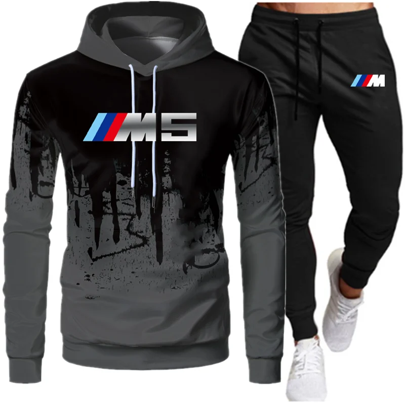 

BMW - men's Hoodie suit, Hoodie, sportswear, 2-piece pullover, leisure, autumn and winter new 2021 men's suit