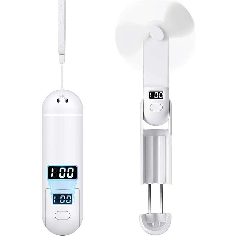 

Handheld Fan - USB Rechargeable Handheld Fan with Power Bank, LED Power Display, Phone Holder, Foldable Pocket Fan