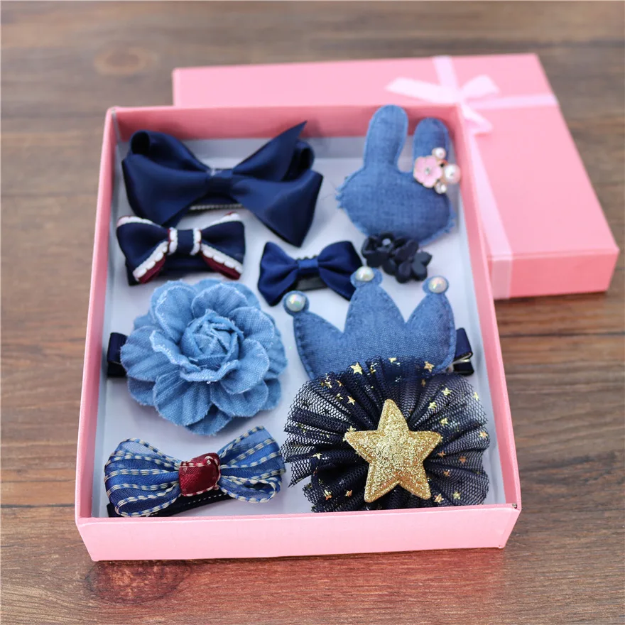 10pcs/set Girl Gift Cute Boutique Hair Headband Sweet Butterfly Tie Hairpins Barrettes Cotton Polyester Fashion Floral with Box | Детская
