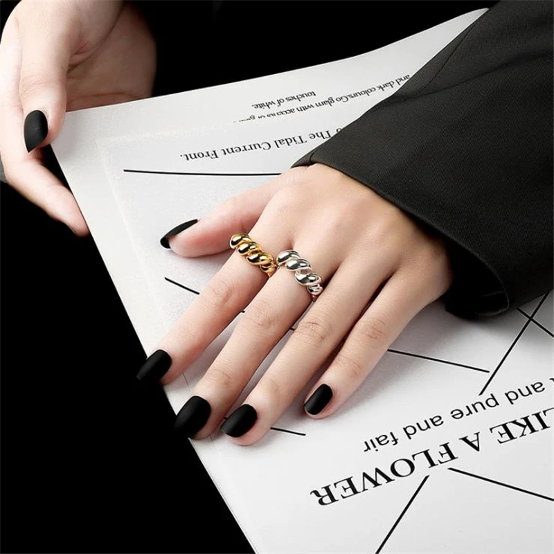 

KOFSAC New Fashion 925 Sterling Silver Rings For Women Hollow Twist Index Finger Open Ring Jewelry Lady Anniversary Accessories