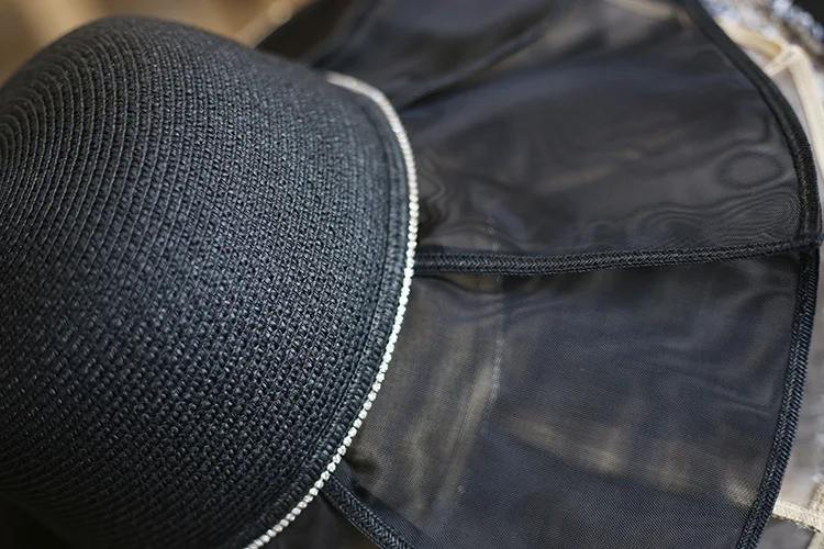 

202103-YY new summer paper patchwork Transparent folding yarn lady leisure sun cap women leisure hat