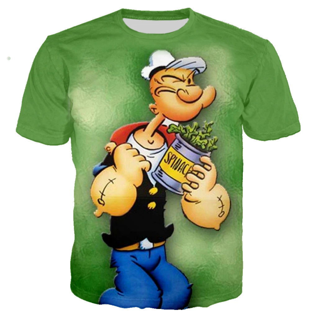 

2021 NEW Funny Popeye T Shirt 3D Print Men/women Summer Streetwear T-shirt Men Punk Crewneck Tshirt Clothes Oversized Top