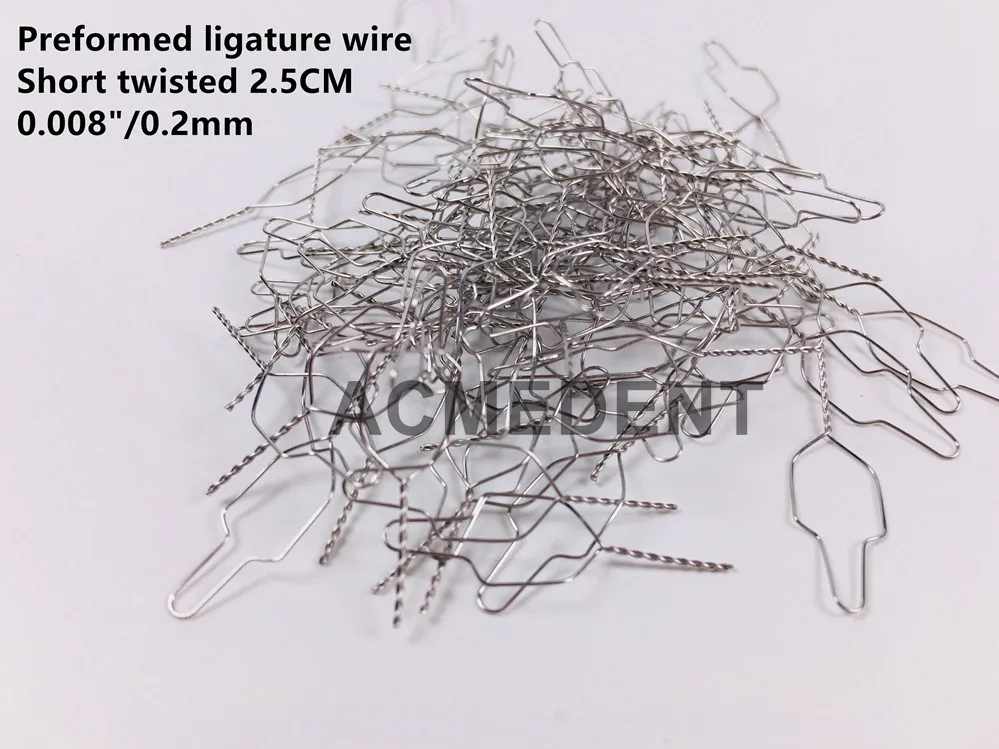 

100~1000Pis Dental Preformed Ligature Wires Ties Bracket Short Twisted End Wire Kobayashi Orthodontic 0.008"