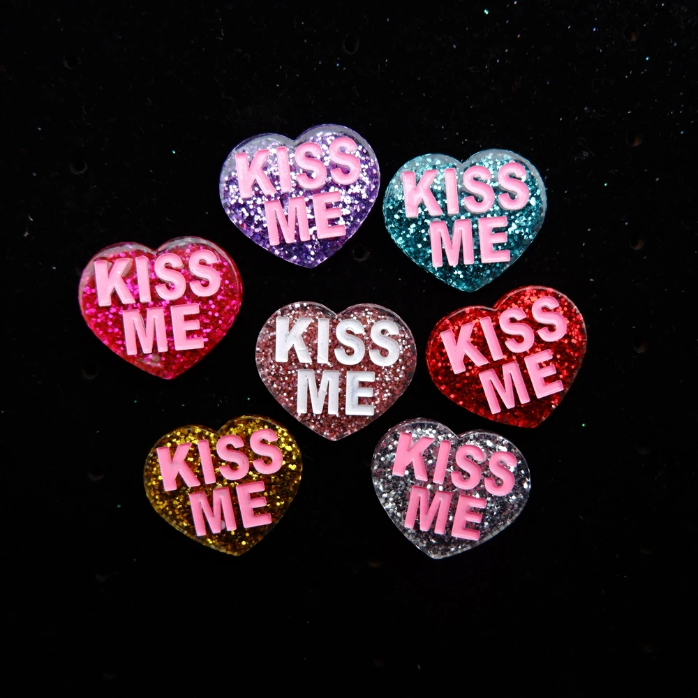 10 шт смолы Kiss Me сердце ремесла плоская спина Кабошон Скрап заказ украшения