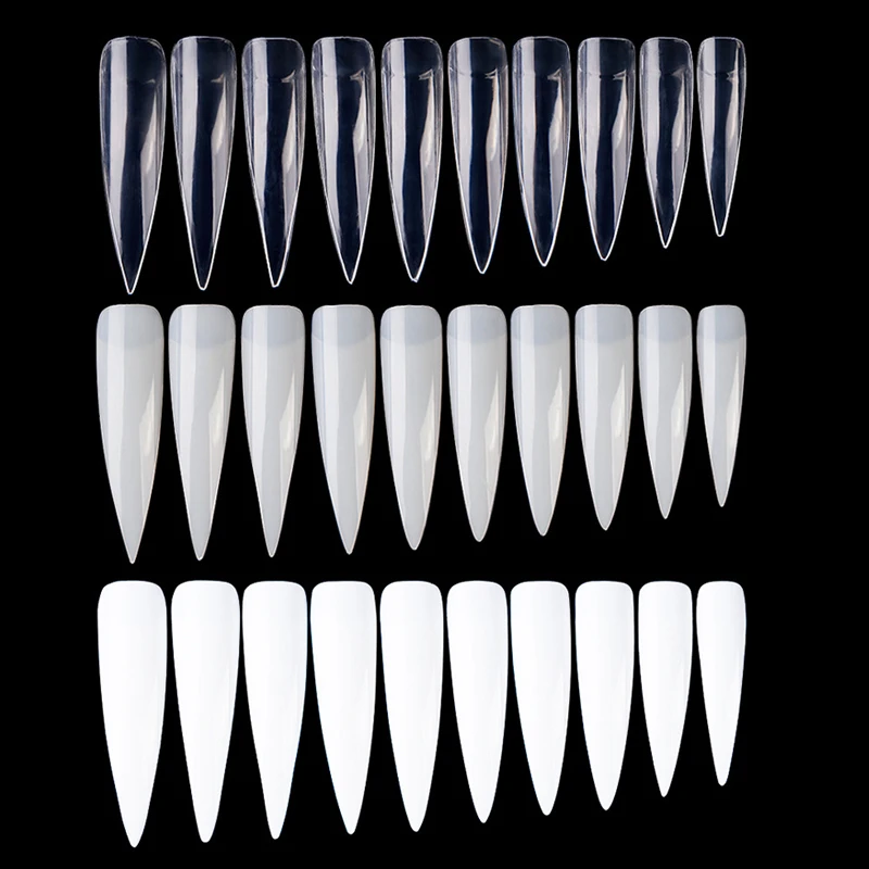 

500Pcs Stiletto Long False Nails Tips Half Cover Manicure Artificial Press on Fake Nails White/ Clear /Natural Salon Nail Tips