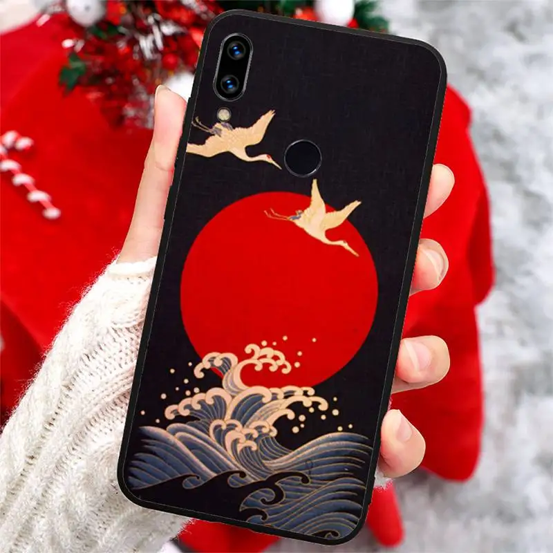 

Wave Art Japanese Green Illust Phone Case For Xiaomi Redmi note 7 8 9 t k30 max3 9 s 10 pro lite