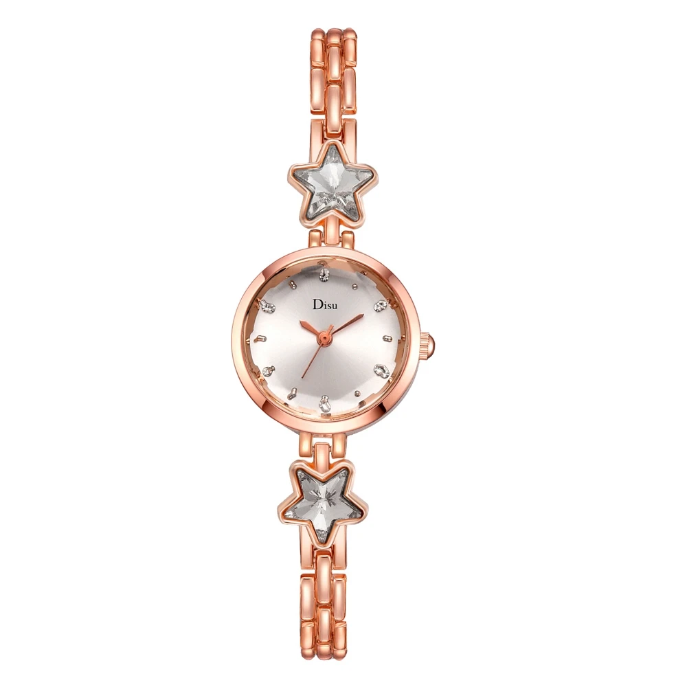 White No Bracelet Disu Brand Bracelet Dress Quartz Watches For Women Luxury Rose Starry Star Design Fashion Creative Ladies Clock Reloj Mujer - Цвет: White No Bracelet