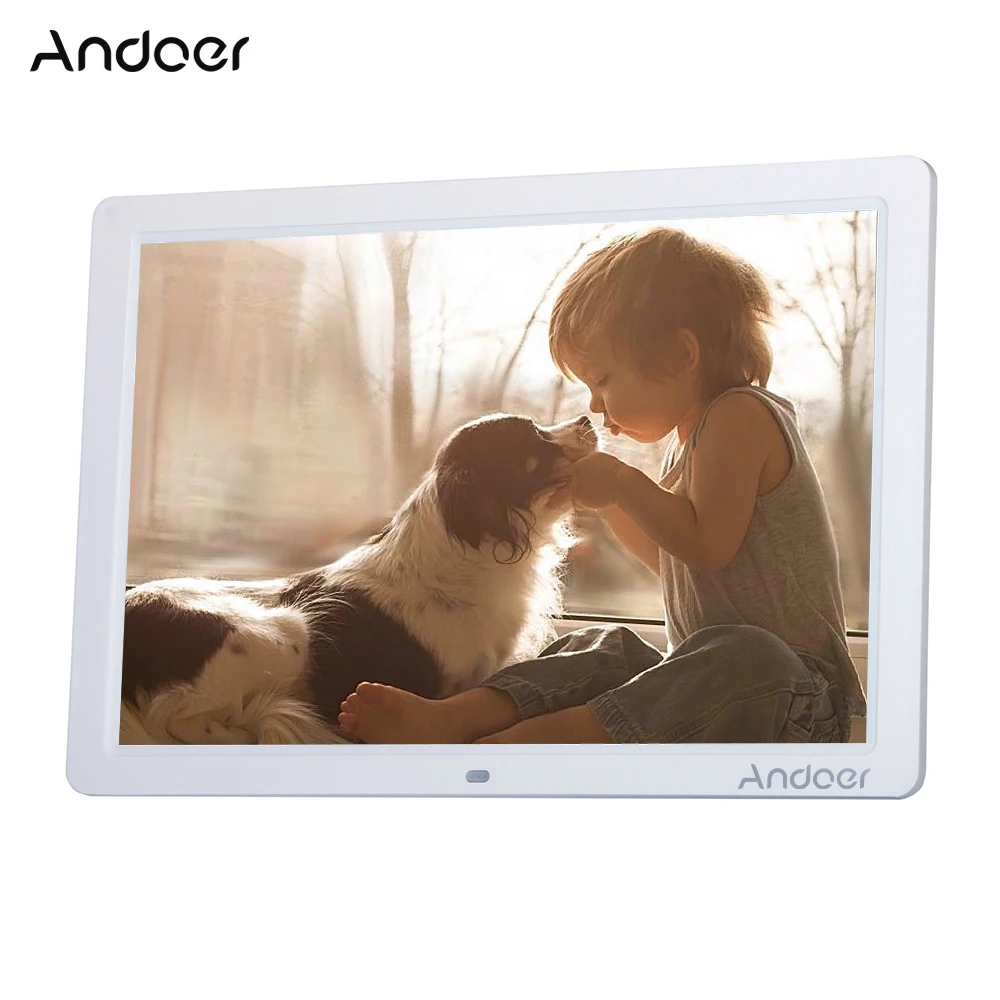 Andoer 15 дюймов Экран светодиодный Подсветка HD 1280*800 цифровая фоторамка электронный альбом для фотографий Музыка Фильмы Функция подарки - Цвет: Белый
