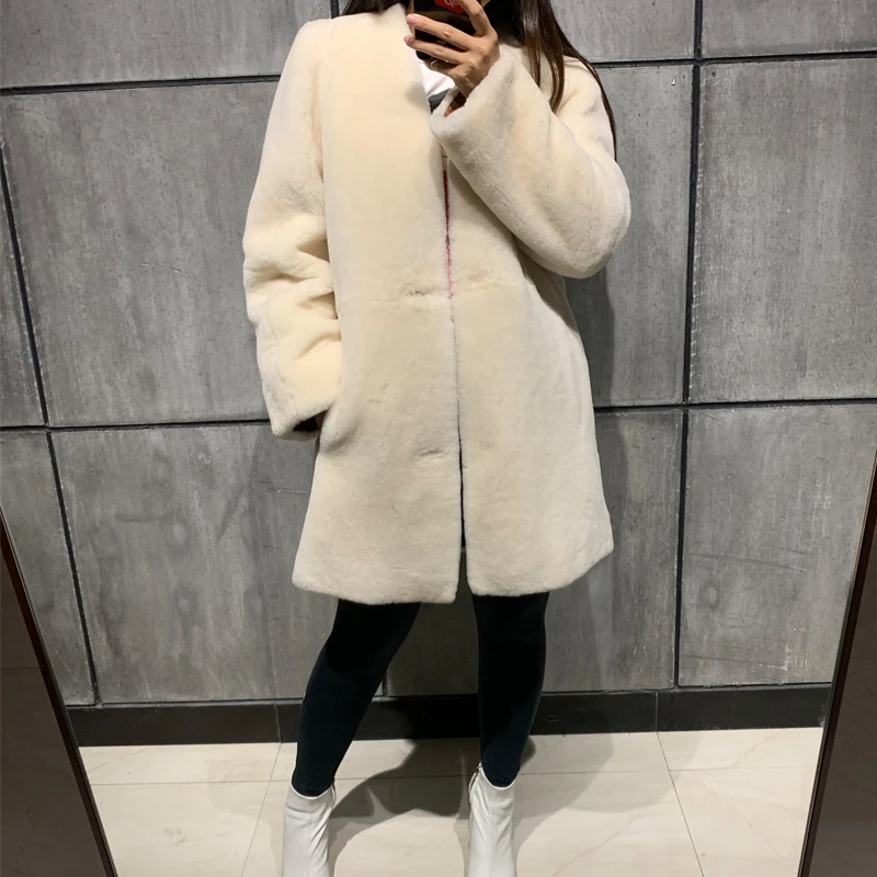 shearling women real ladies coat sude leather