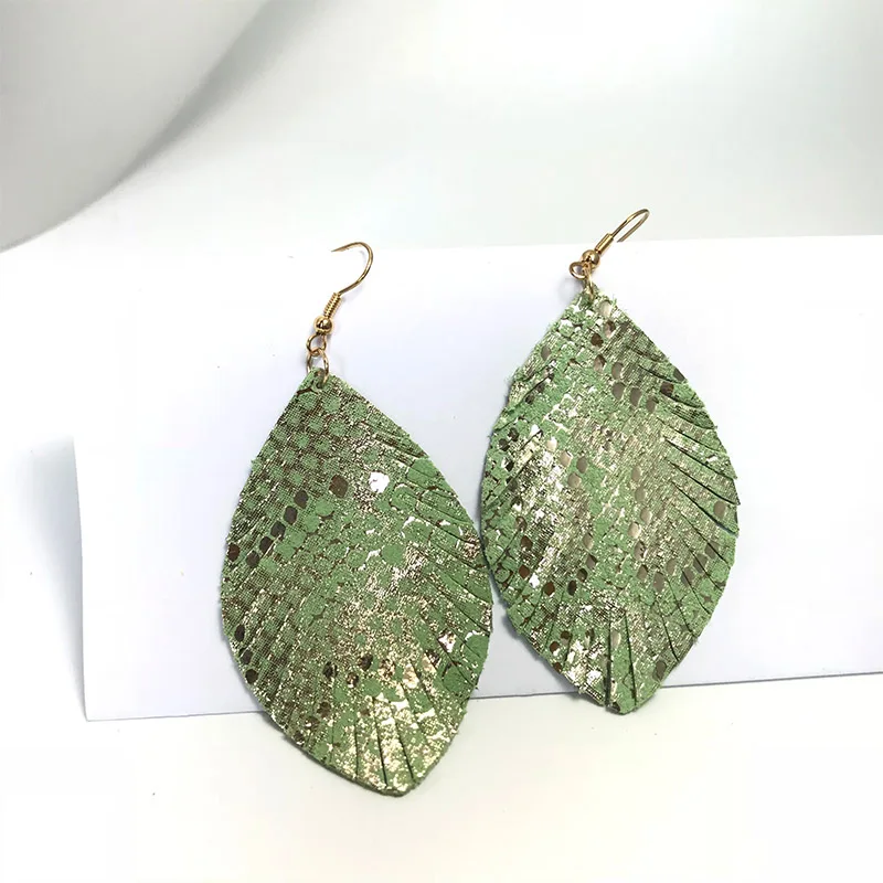 Cpop блестящие серьги из натуральной кожи для женщин массивные кожаные в виде