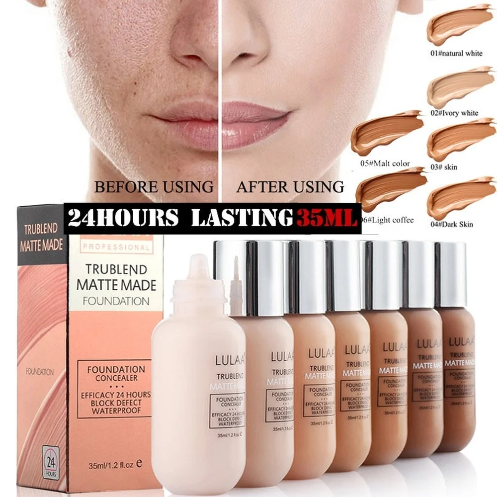 

30ml Base Face Liquid Foundation Cream Full Coverage Concealer Oil-control Easy to Wear Soft Face Makeup Foundation Base Beauty