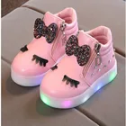 Детские светящиеся кроссовки, детская обувь принцессы с бантом для девочек, милая детская обувь, кроссовки светильник кой, размер 21-30