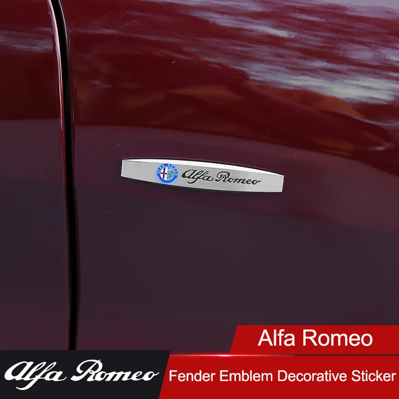 

QHCP 2 шт. 3D логотип из нержавеющей стали эмблема кузова автомобиля наклейка значок Спортивное украшение автомобильный Стайлинг для Alfa Romeo Giulia...