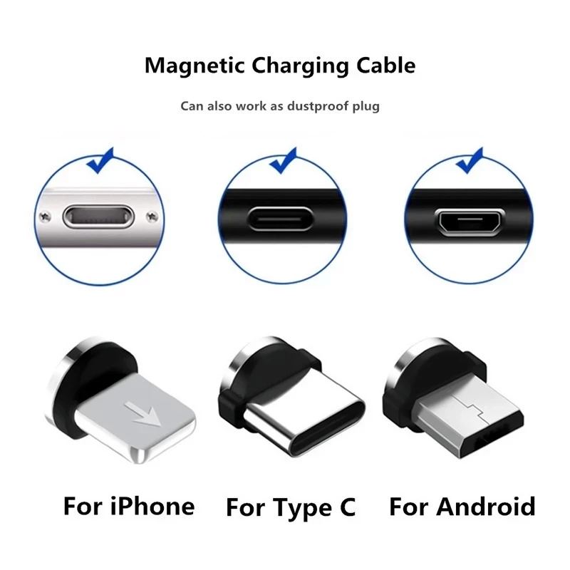 5pcs converter charging cable adapter for mobile phone 360 degree rotation magnetic tips replacement parts easy operate durable free global shipping