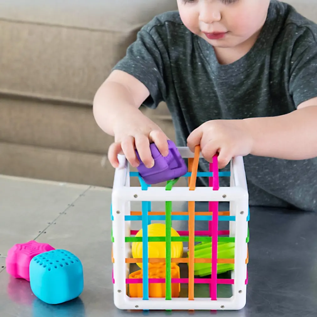 

Не сужающийся книзу массивный Форма блоки куб Ящик для игрушек с резинками красочные аппарат для сортировки и Форма s сортировка, совпадени...