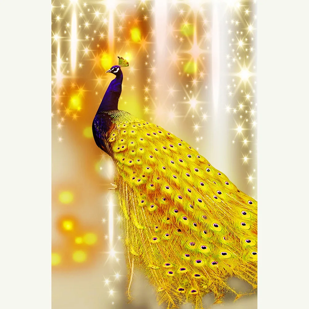 

Full Drill DIY Diamond Embroidery Golden Peacock Full Square/round Diamond Painting Mosaic Cross Stitch Kit Home Decor BM381