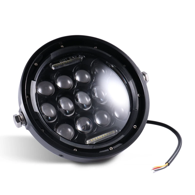 7 Inch Motorcycle LED Headlight Universal Motor 7&quot Round Head Lamp Retro Black Headlamp for Cafe Racer Bobber Honda GS125 CG125 |