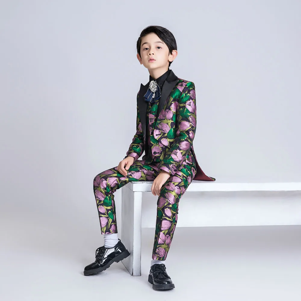 YuanLu/Детские костюмы для мальчиков роскошный смокинг блейзер свадебной вечеринки