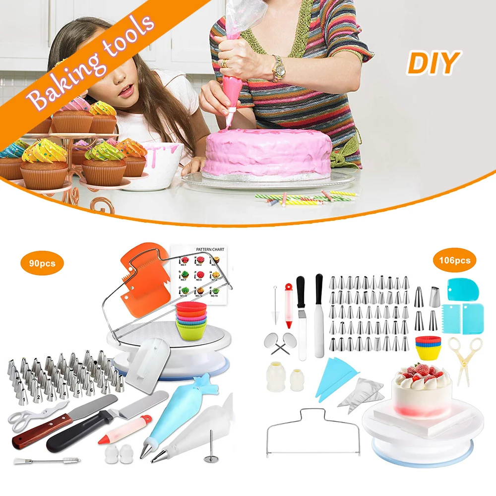 

Cake Decorating Kit Turntable Rotating Baking Flower Icing Piping Nozzles Dessert Baking Pastry Tools Cake Decorating Kit Bake 2