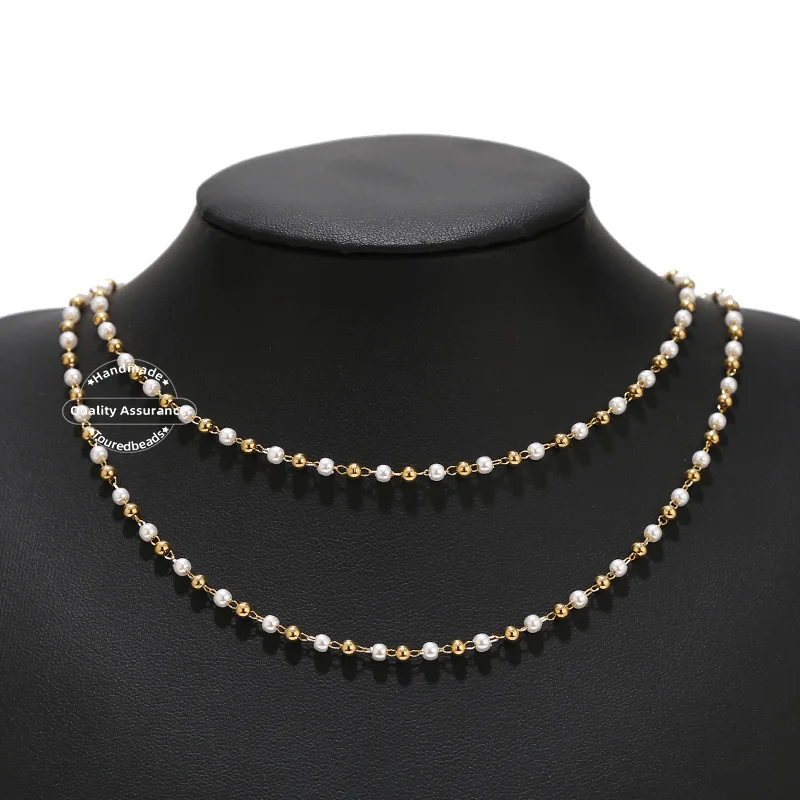 Цепочки из нержавеющей стали с искусственным жемчугом ювелирные изделия сделай