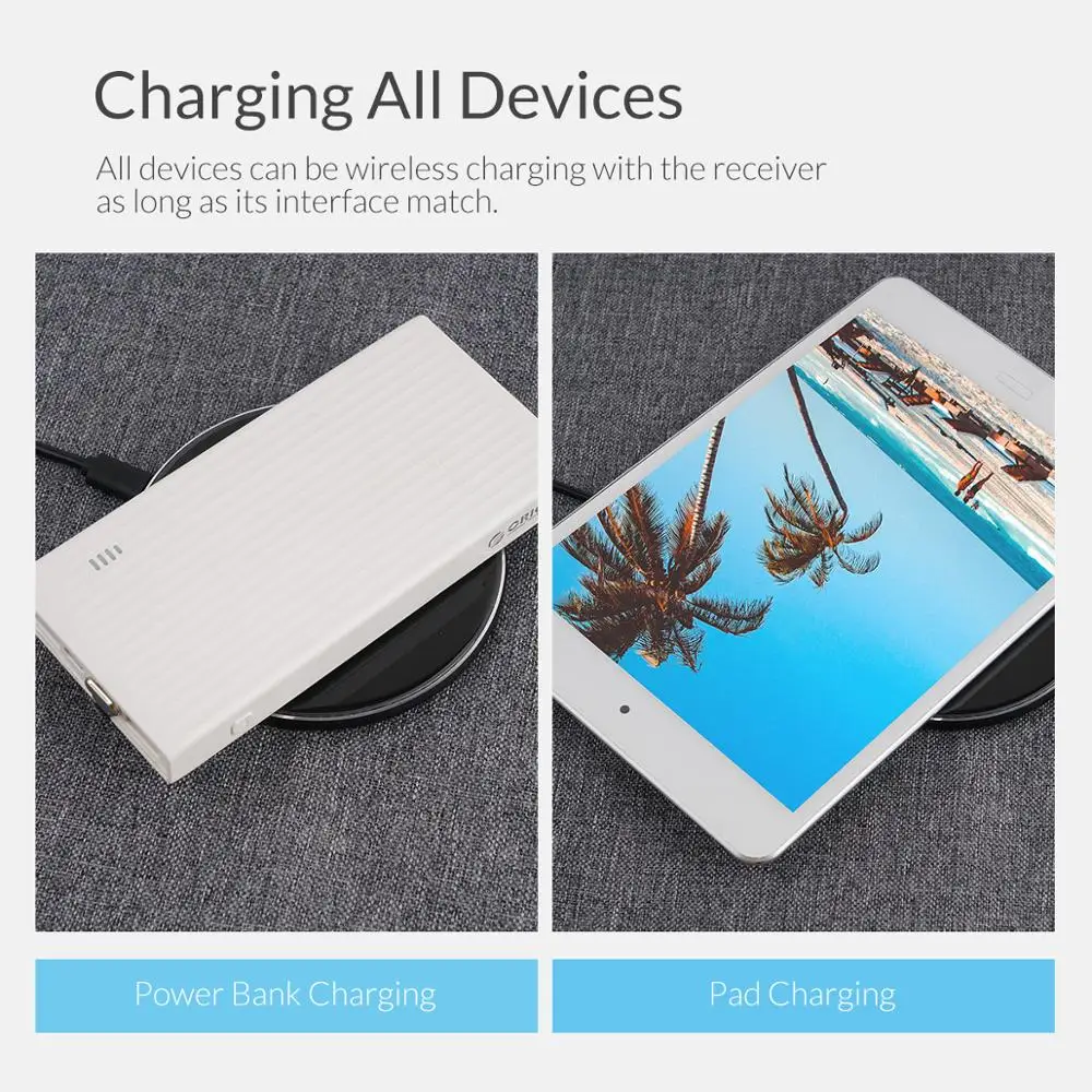 Беспроводной зарядный приемник ORICO QI для iPhone беспроводной телефона Micro USB Type c|charging