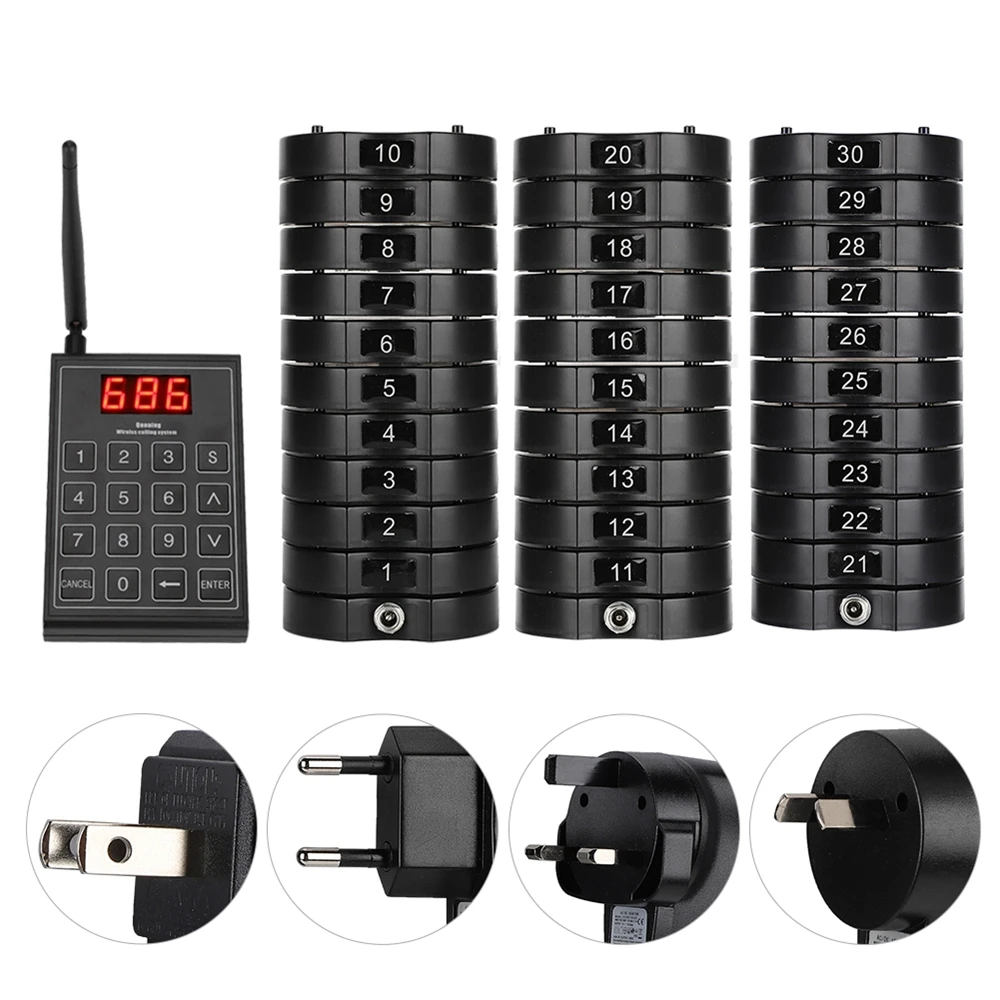 Restaurant Search Engine Wireless Phone system Queue Doorbell with 10/20/30 coasters and a Keyboard Restaurant Doorbell 100-240V
