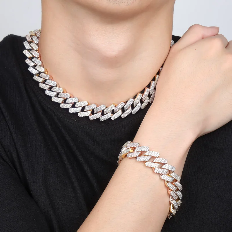 comprar 20mm Miami Mais Recente Caixa Fecho Cubana Link Chain Pesado Congelado Para Fora Zircão Cúbico Colar Gargantilha Bling Jóias Hip Hop Para Homem