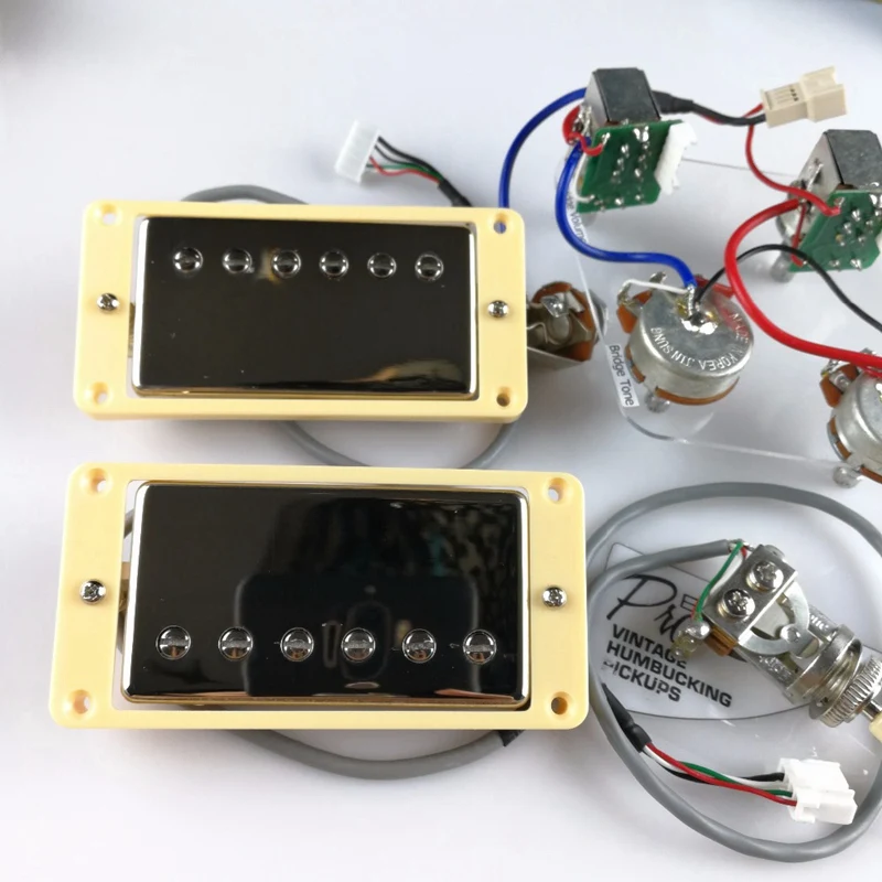 set von doppel coil humbucker pickup elektrische gitarre neck bridge pickup chrome mit gelb rahmen fit lp gitarre free global shipping