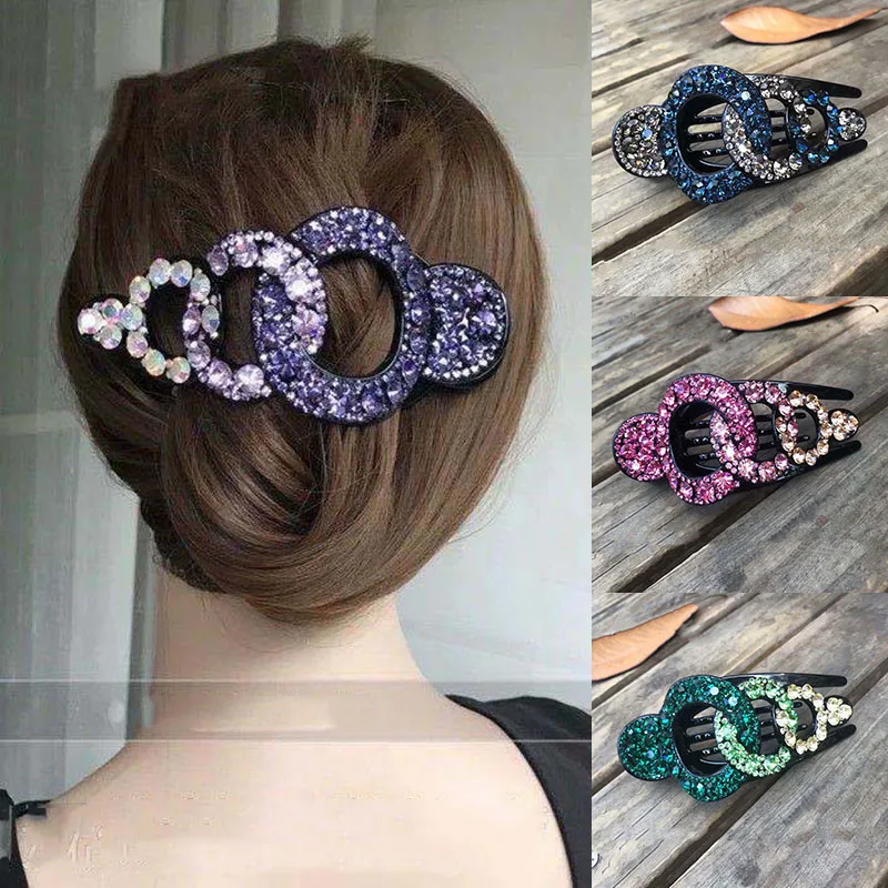 

12/11cm Geometry Rings Rhinestone Women Hairpin Hair Claw Large Size Multicolour Rhinestone Hair Clip Fashion Hair Accessory