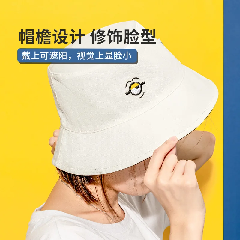 Миньоны детские шапки милые рыбацкие двухсторонние рыбака универсальные для