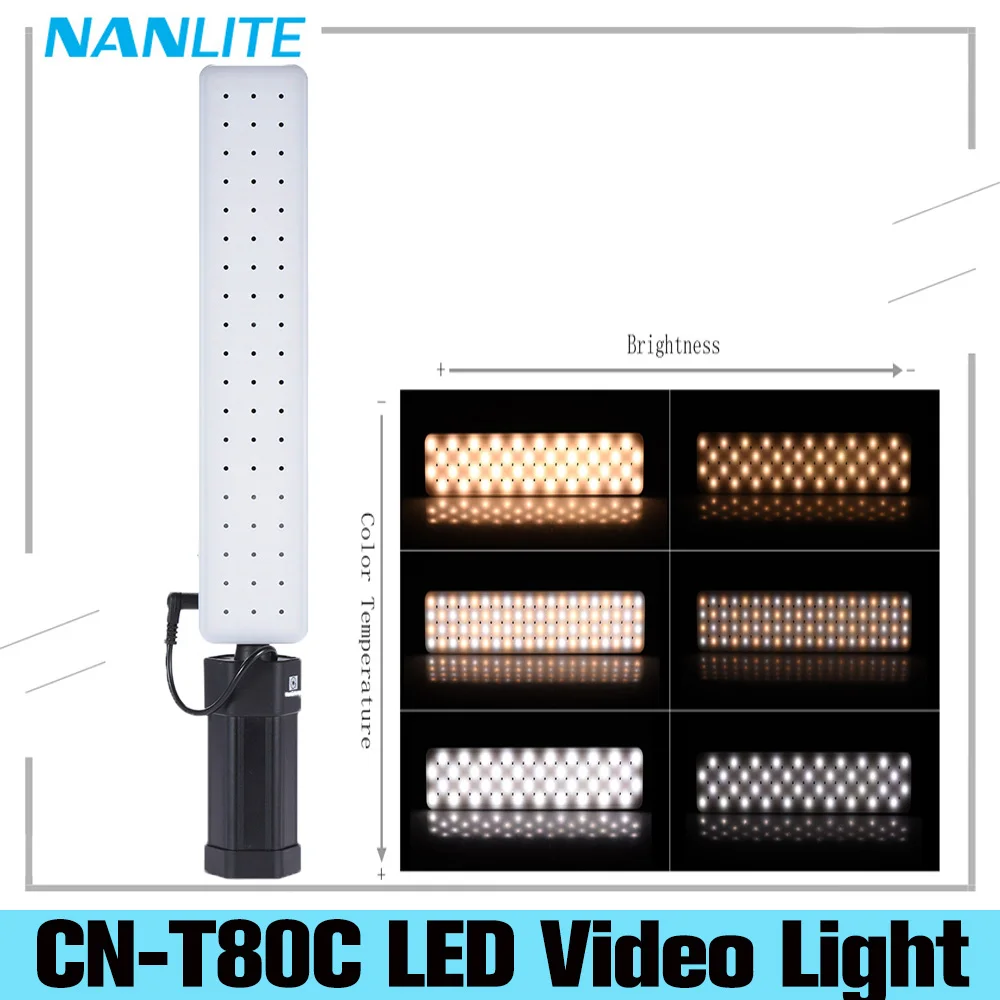 

Nanguang CN-T80C Camera Video Photography LED Light Handheld Car Fill-in Light Adjustable Color Temperature 3200K-5600K