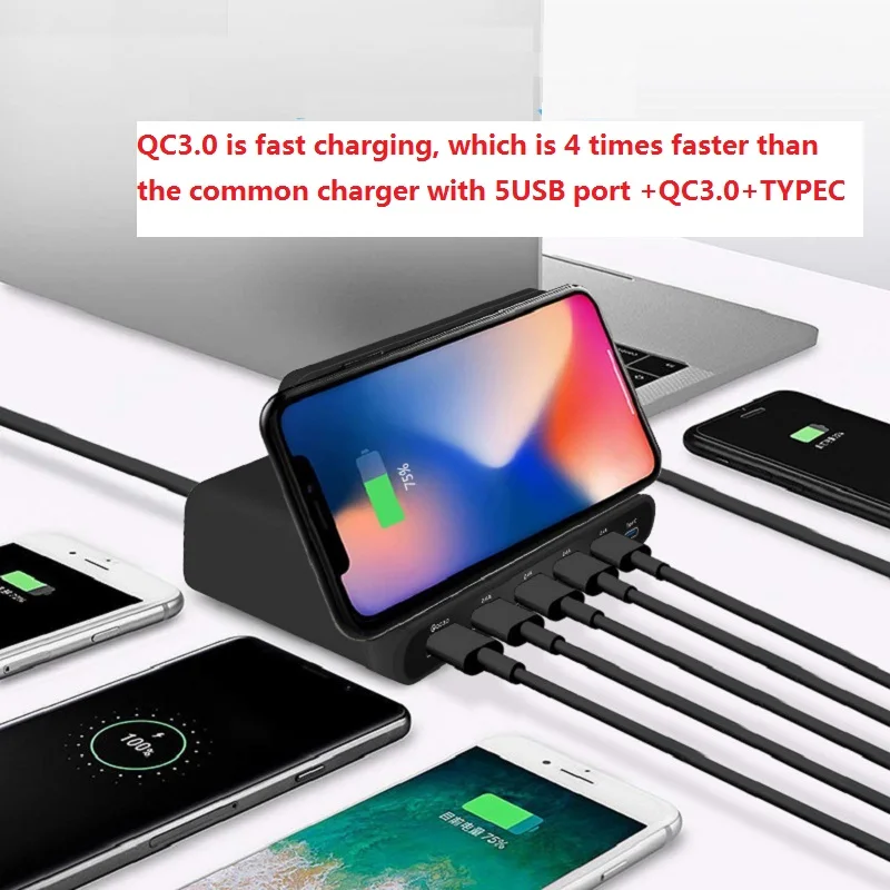 QI Беспроводное быстрое зарядное устройство быстрая зарядная станция QC 3 0 умная
