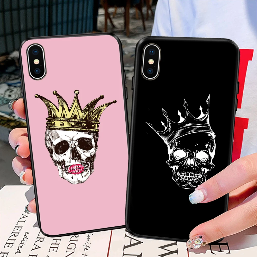 Чехол с короной и черепом для iPhone 11 Pro Max XR XS 5S 6 6S 7 8 Plus мягкий чехол из ТПУ телефона