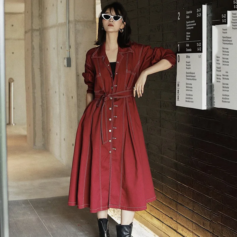 Женская джинсовая куртка LANMREM бордовая однобортная ветровка с длинными рукавами