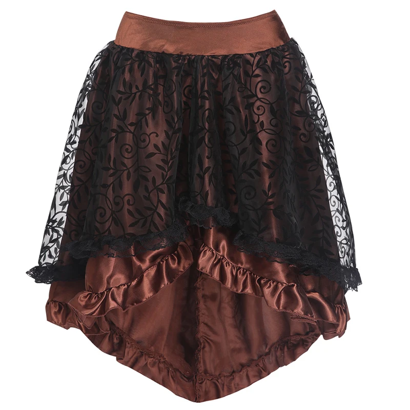Женская юбка в стиле стимпанк готическая Черная из флокированного тюля с